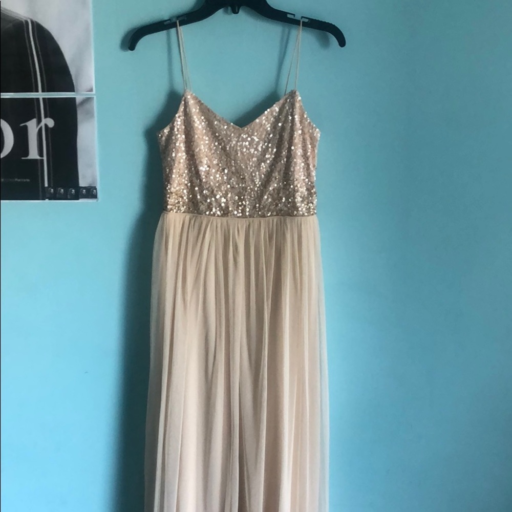 Sequined top almond gown